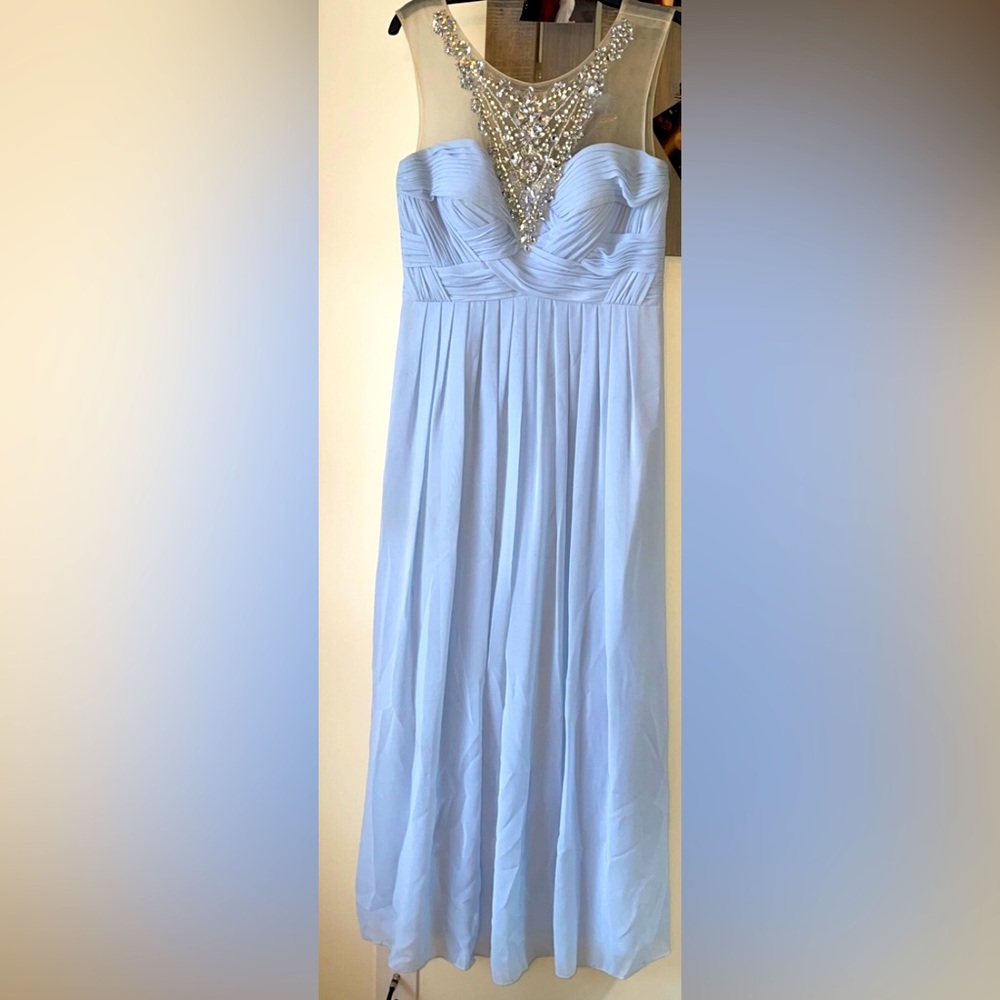 Elegant baby blue prom dress/ evening gown